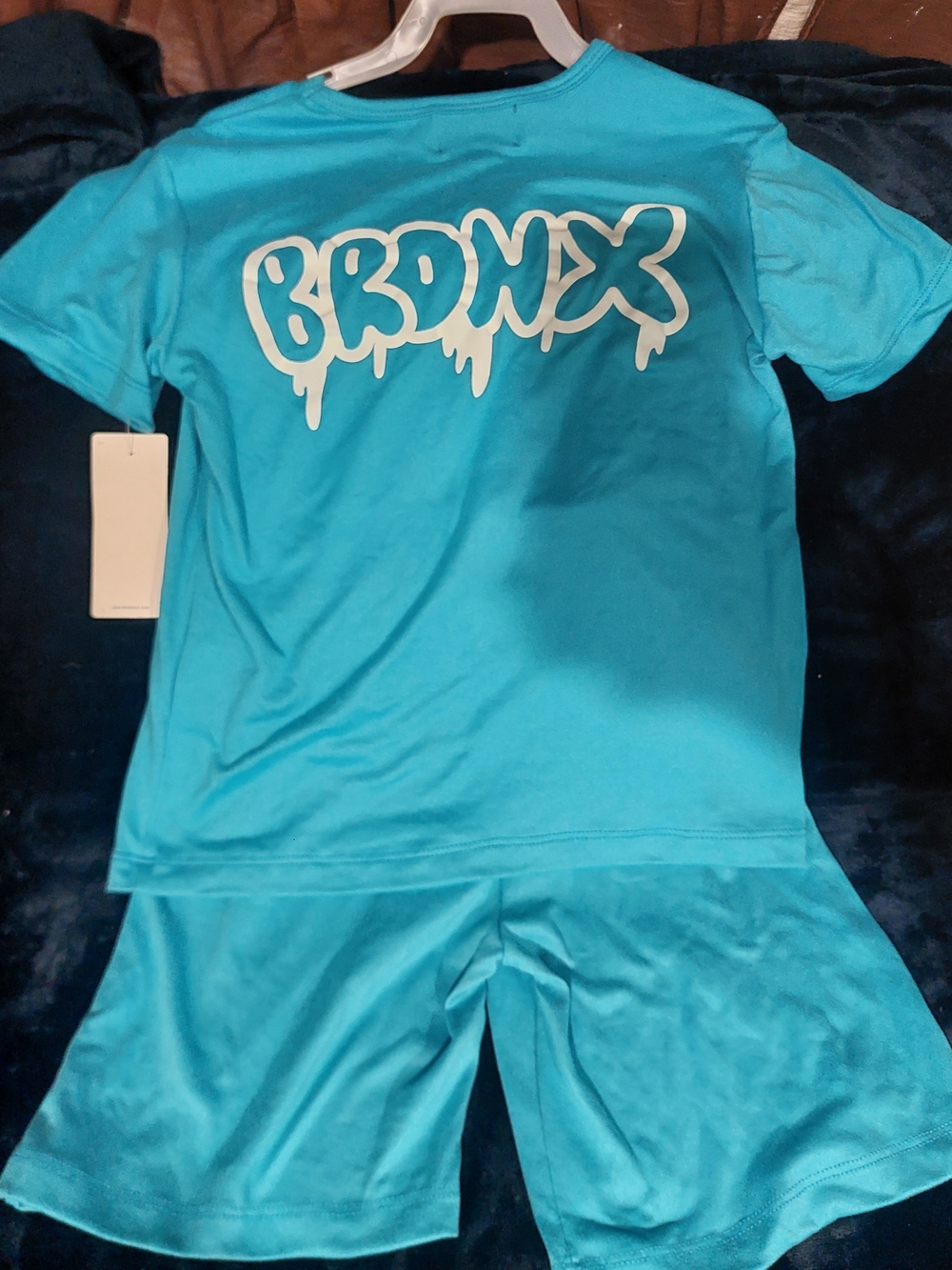 Cherokee Turquoise Kids Pajama Set with White Bronx Graphic